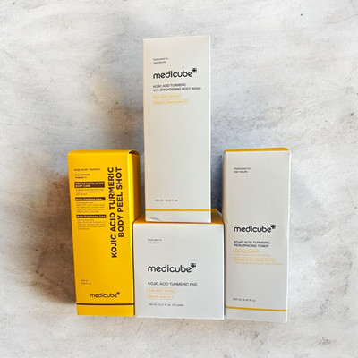 medicube Kojic Acid Turmeric Set Body Wash Toner Pads Peel Brightening