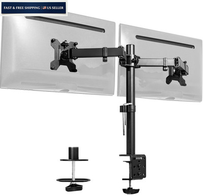 VIVO Dual Monitor Desk Mount, Holds 2 Computer Screens up to 13'' - 30'', Black