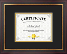 , 7X9 Diploma Frame with Black/Gold Double Mat or 11X14 without Mat, Black Gol