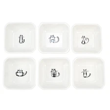 Cute Cat Ceramic Sauce Dish Set - 6 Sushi Soy Dipping & Appetizer Plates