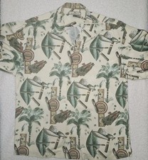 TOMMY BAHAMA Mens XL SILK Hawaiian Shirt Cigar Latin Tropical Floral Button Up