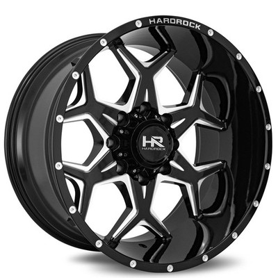 22x12 Hardrock Wheels H507 Reckless Xposed Gloss Black Milled Rims (4pcs) A1