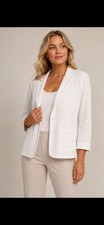 Jones New York Woman White Eyelet Lace Blazer Jacket Textured Floral Size 10/12