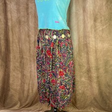 Vintage Bohemian Skirt 90s Floral Rose Paisley Multicolor Pleated Folk Hippie