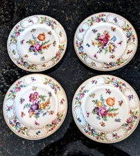 Set of 4 Schumann Bavaria Empress Dresden Flowers 7" Dessert Plates