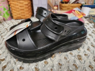 Crocs Womens Mega Crush Chunky Platform Sandals Black Sz 7 NWT