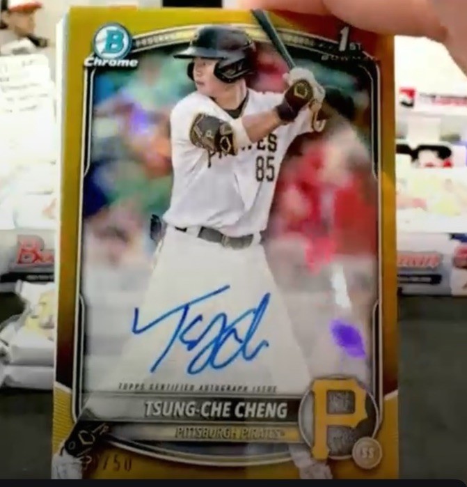 2025 Bowman Chrome Tsung-Che Cheng 1st Gold Refractor Auto /50 Pirates
