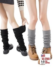 Leg Warmers for Women Girls Goth Knit Leg Warmer One Size 2 Pairs Black grey
