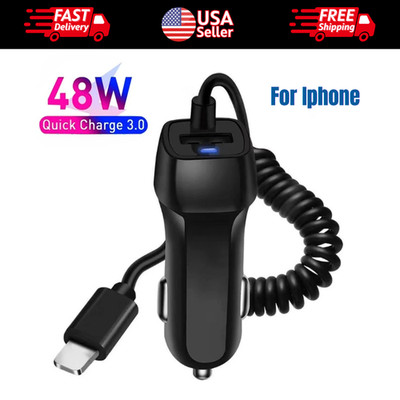 2.1A IN Car Charger For iPhone 13 12 11 Pro Max X XS XR 6 7 8 Fast Charging*