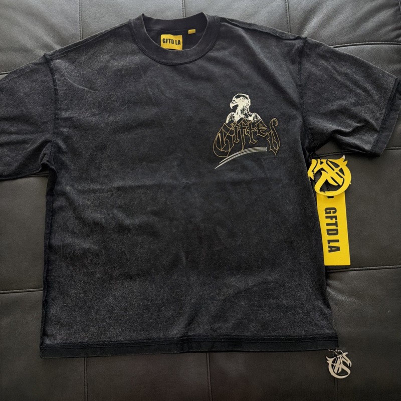 MENS GFTD LA MEDIUM BLACK T SHIRT EMBROIDERED SOLD OUT  $85 RETAIL