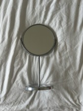 Round Stand Mirror 34cm Tall Makeup Mirror In Metal Frame