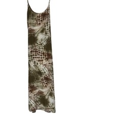 Fiuretti Brown Green Tie Dye Sleeveless Maxi Dress Womens M Beachy Summer Casual