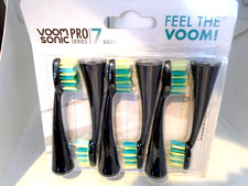 Voom Sonic Pro 7 Series Replacement Brush Heads, Black, 6-Pack