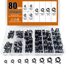 Ispinner 80pcs Spring Band Type Fuelsilicone Vacuum Hose Pipe Clamp Black