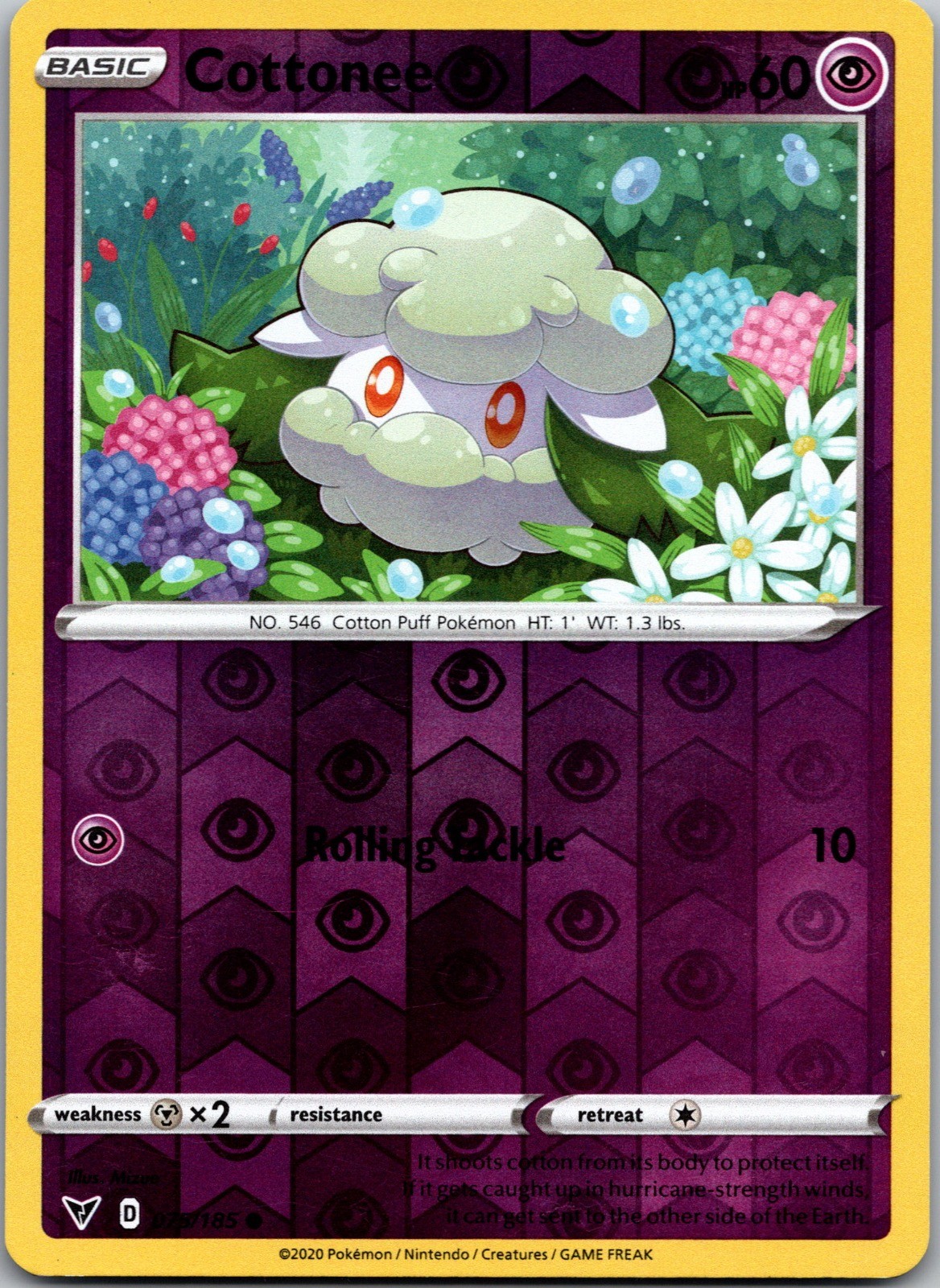 Cottonee 075/185 C Vivid Voltage Pokemon Reverse Holo Near Mint
