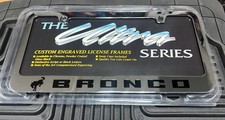 Ford Bronco Stainless Steel Chrome License Plate Frame - Black Lettering Oem Ford Bronco Stainless Steel Chrome License Plate Frame - Black Lettering Oem