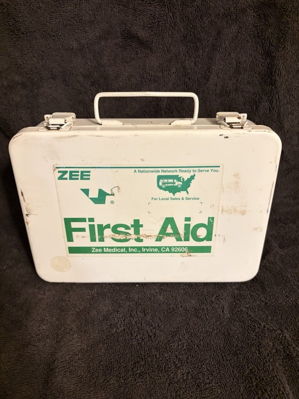 ZEE First Aid Metal Kit - White and Green Medical Box Safety Supplies
