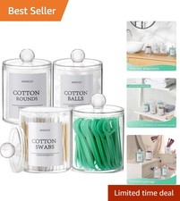 Modern Apothecary Style 4-Pack Storage Jars for Bathroom Vanity Organization