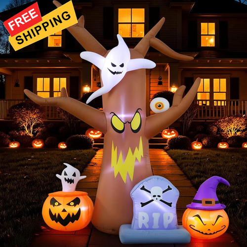 Halloween Inflatables Ebay 8FT Halloween inflatables Tree, white or orange brown | eBay