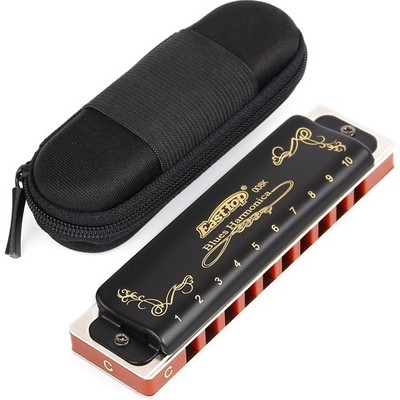 Easttop Harmonica Key of 10 Hole 20 Tone Harmonica Blues with Case Top Heavy ...
