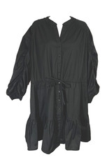ASTR THE LABEL Ruched Sleeve Shirt Dress Tiered Tie Black XL Casual Party NWOT