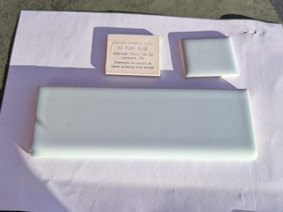  1 pc of American Olean Ceramic Tile Bullnose 2x6'' #63 Flax Blue S4269 S4200