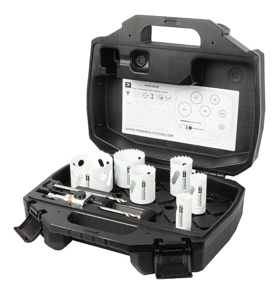 Mandrex Bimetall LochsäGen Set Mxqs Elektriker Speedxcut M42 D22,25,35, 40,51...-image