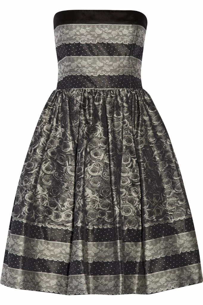 Abito Valentino ROSSO nero grigio stampa pizzo UK10 IT42 nuovo originale