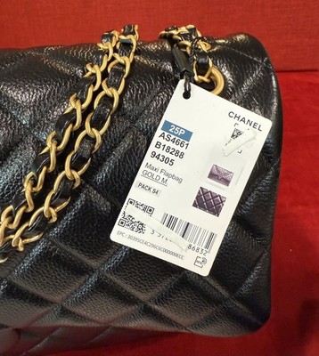 CHANEL 2025 Maxi Classic Flap Bag Black Caviar Shoulder Bag w/Gold