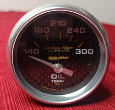 Auto Meter 4748 Carbon Fiber Electric Oil Temperature Gauge 140-300 F 2-116