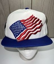Vintage K Products USA MADE Flag Farm Seed AG Trucker Hat Snapback Cap Rooster