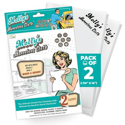 Molly's Marvelous Cloth, Streak-Free, Lint-Free Microfiber Cleaning Cloth, Po...