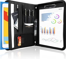 ProCase Portfolio Business Padfolio Folder with Zipper, Conference Black 