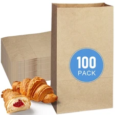 6lb Brown Paper Bags, Sacks Disposable Recycled Sandwich Bread Grocery Bag