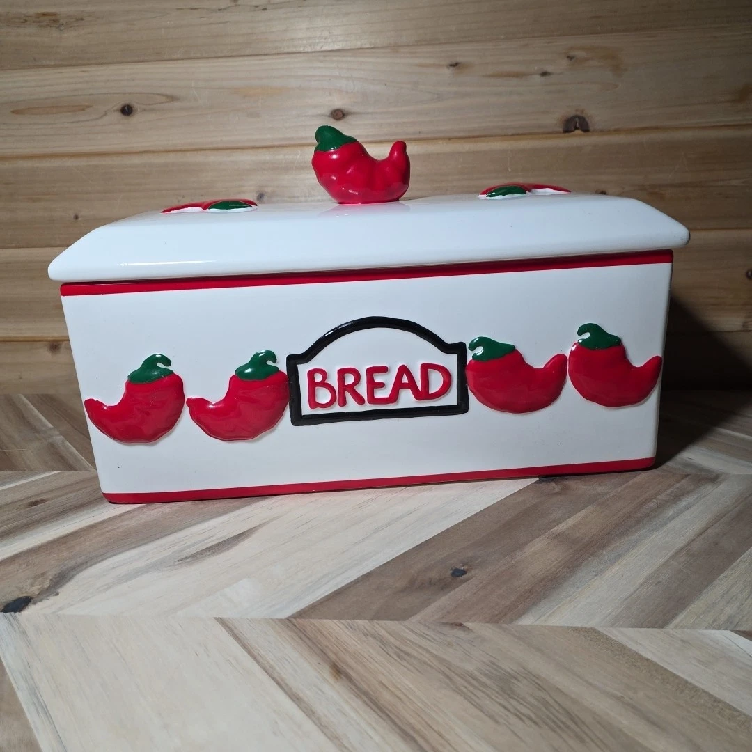 KMC Chili Hand Painted Fine Ceramicware Bread Box