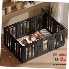 Dog Playpen with Door, Puppy Playpen for Indoor Use, 10 Panels - 24 In Black
