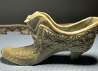 Vintage Fenton Daisy Button Sage Green Slag Glass Cat Gargoyle Shoe Slipper