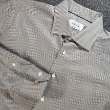 Eton Men s Dress Shirt 16 41 Romania Cotton Contemporary Fit Black Diamond