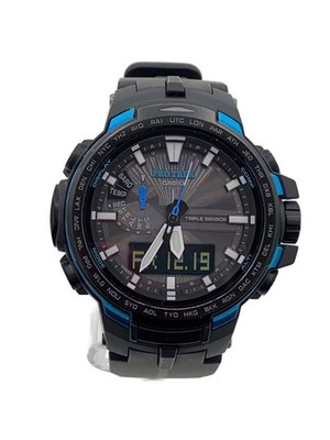 CASIO Solar Watch PROTREK Digital Analog Rubber BLK GRY SS .