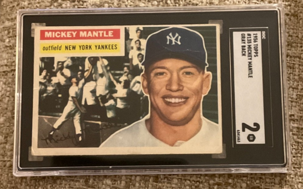 1956 Topps - Mickey Mantle #135 Gray Back PSA 2