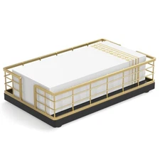 Wican Guest Towel Holder Tray for Bathroom Oak and Iron Napkins Holder for Po...