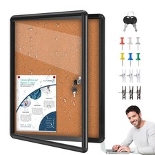 26x20 Enclosed Cork Bulletin Board Tamper-Proof Dispaly Case,Aluminium Frame,...