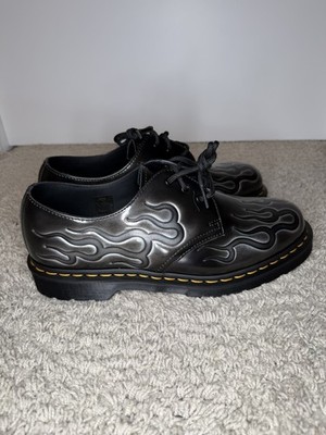 Sz 11 Men/12 Women-Dr. Martens 1461 INFERNO Arcadia 3-Eye Shoes Black Silver