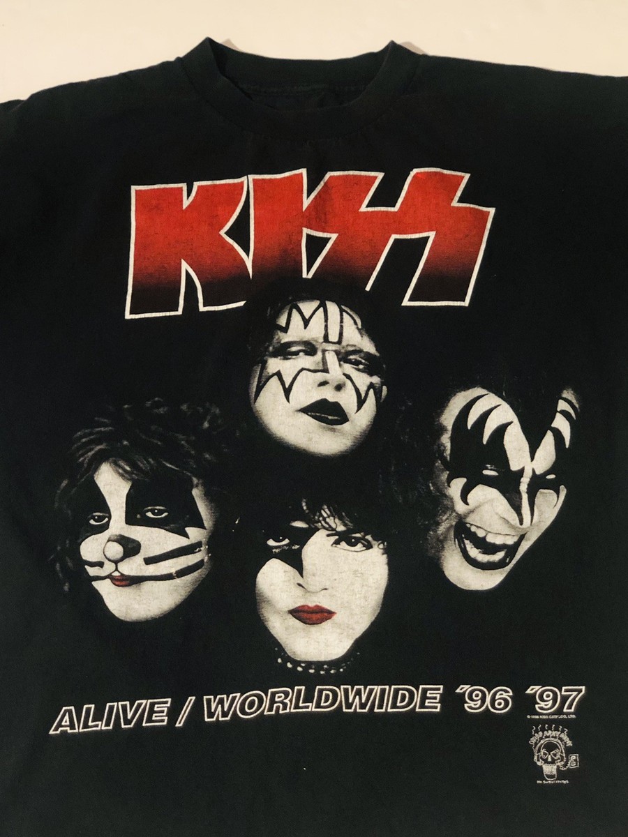 ミュージシャン KISS ALIVE WORLDWIDE TOUR TEE 1996-1997 Vintage 1996 -1997 KISS Alive Worldwide Reunion Tour T-Shirt