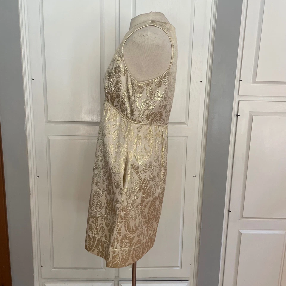 Shoshanna Gold Brocade Sleeveless A Line Knee Length Dress Size 8 - image 3 of 4
