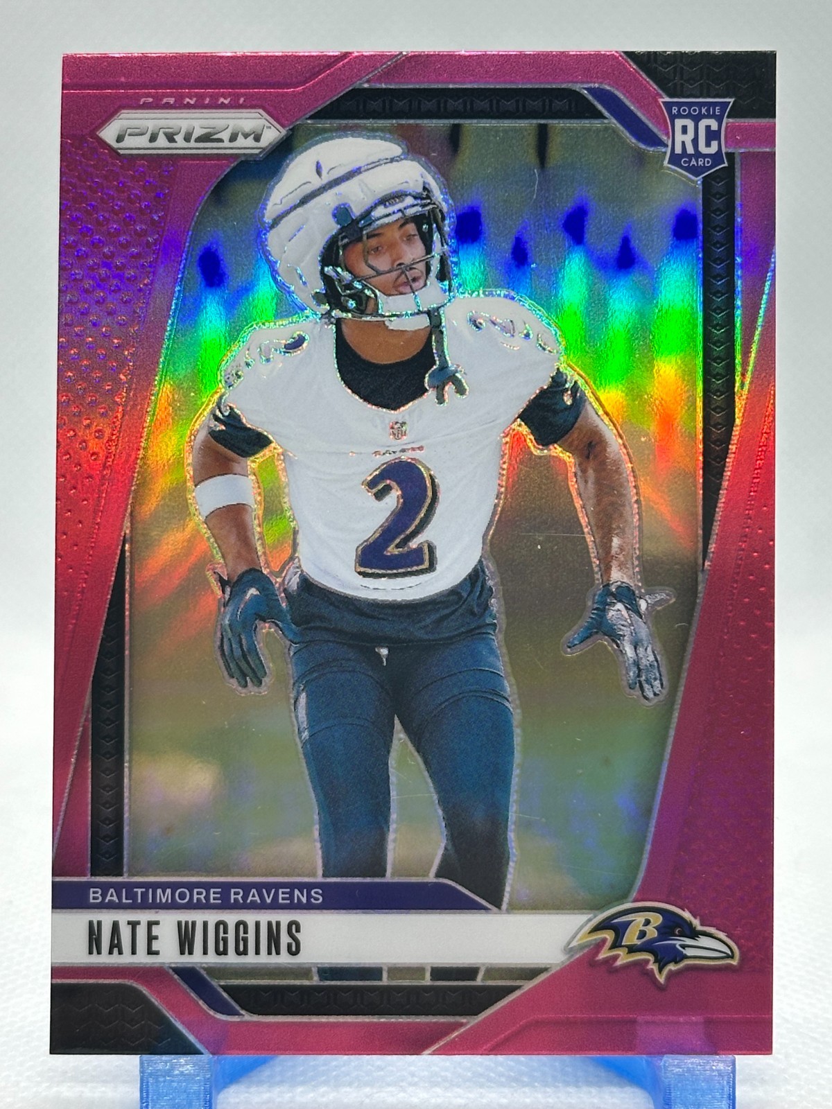 Nate Wiggins 2024 Panini Prizm - Pink Prizm #380 (RC) - Baltimore Ravens