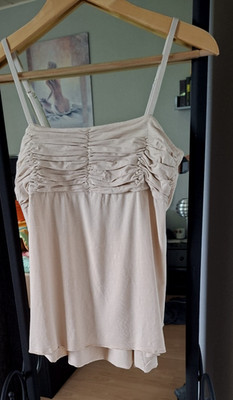 COMMA  Basic Hänger Hemd A-Form Träger Tanktop Gr.  38 40 beige locker Gummizug