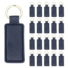 24 Pcs Leather Laser Engraving Keychain Blanks Dark Blue, 2.8"x1"
