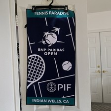 NEW 2 BNP Paribas Open INDIAN WELLS 2026 Towels 16 x 32 Navy Blue/Green Set of 2