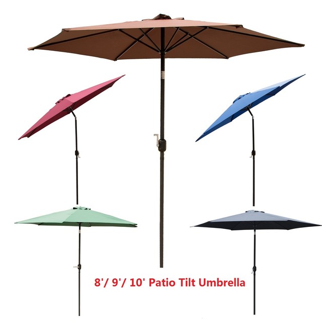 8 9 10 Ft Outdoor Patio Umbrella Market Yard Garden Sunshade Offset Crank Tilt For Sale Online Ebay